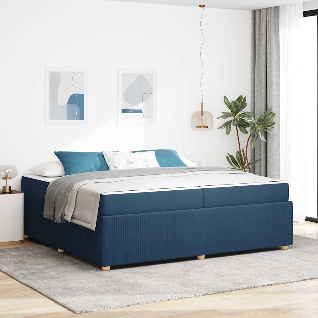 Bedframe met matras Blauw 200 x 200 cm Stof is nu te koop bij PeponiXL, paradijselijk wonen!