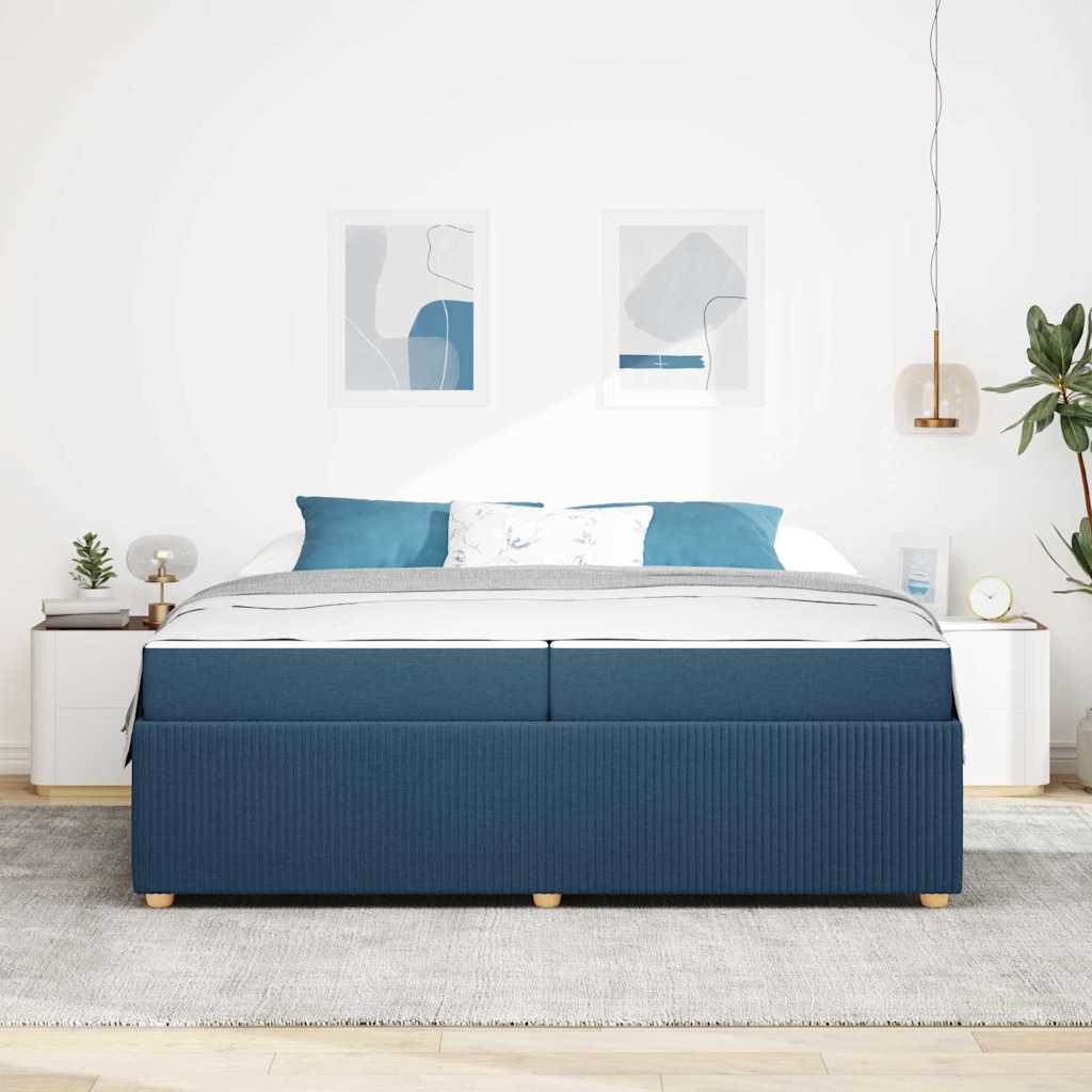 Bedframe met matras Blauw 200 x 200 cm Stof is nu te koop bij PeponiXL, paradijselijk wonen!