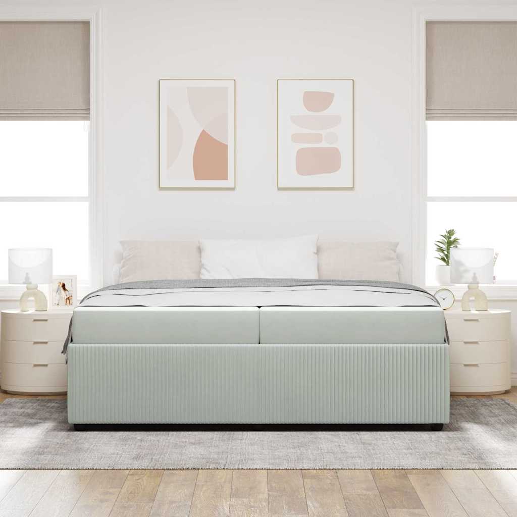 Bedframe met matras Lichtgrijs 200 x 200 cm Stof is nu te koop bij PeponiXL, paradijselijk wonen!