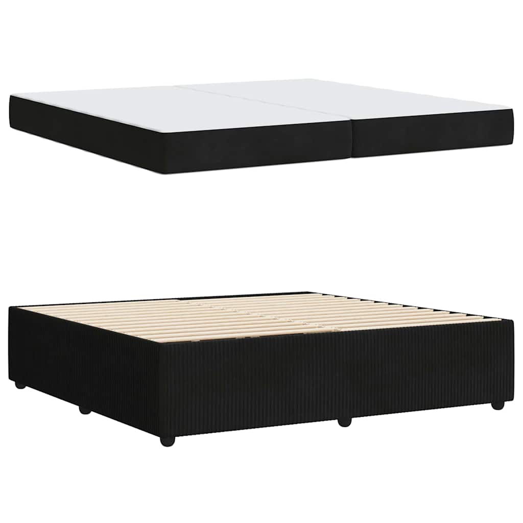 Bedframe met matras Zwart 200 x 200 cm Stof is nu te koop bij PeponiXL, paradijselijk wonen!