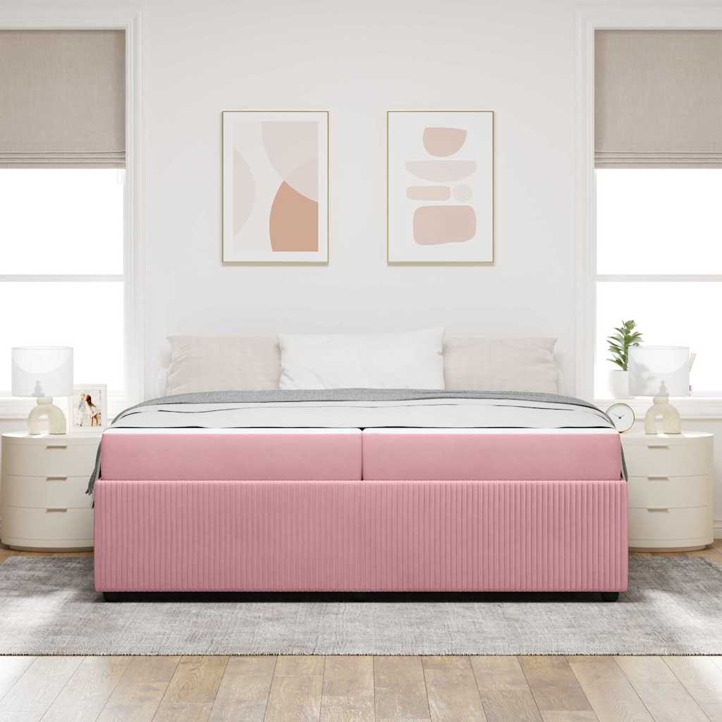 Bedframe met matras Roze 200 x 200 cm Stof is nu te koop bij PeponiXL, paradijselijk wonen!