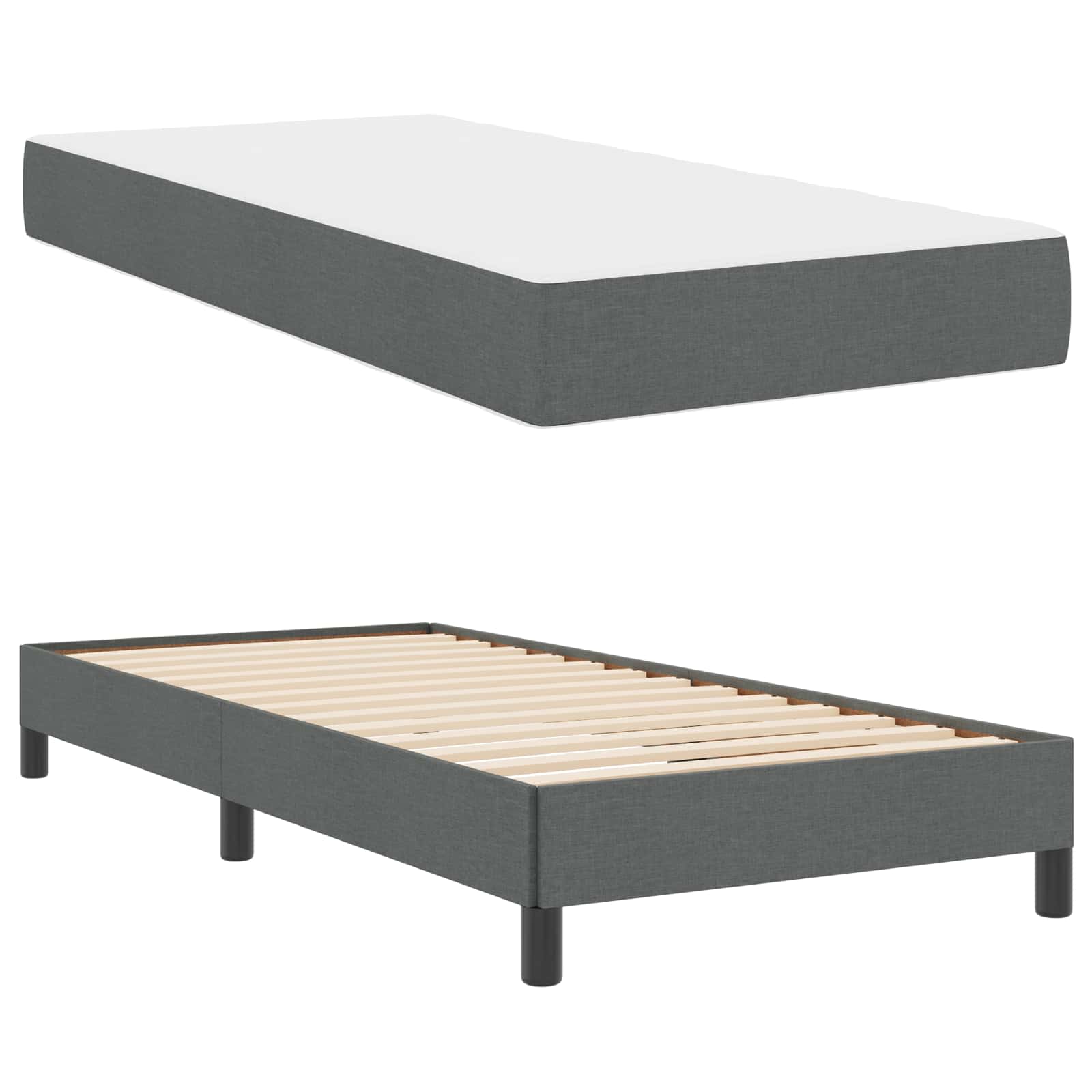 Boxspringbed met matras Donkergrijs 90 x 190 cm Stof is nu te koop bij PeponiXL, paradijselijk wonen!