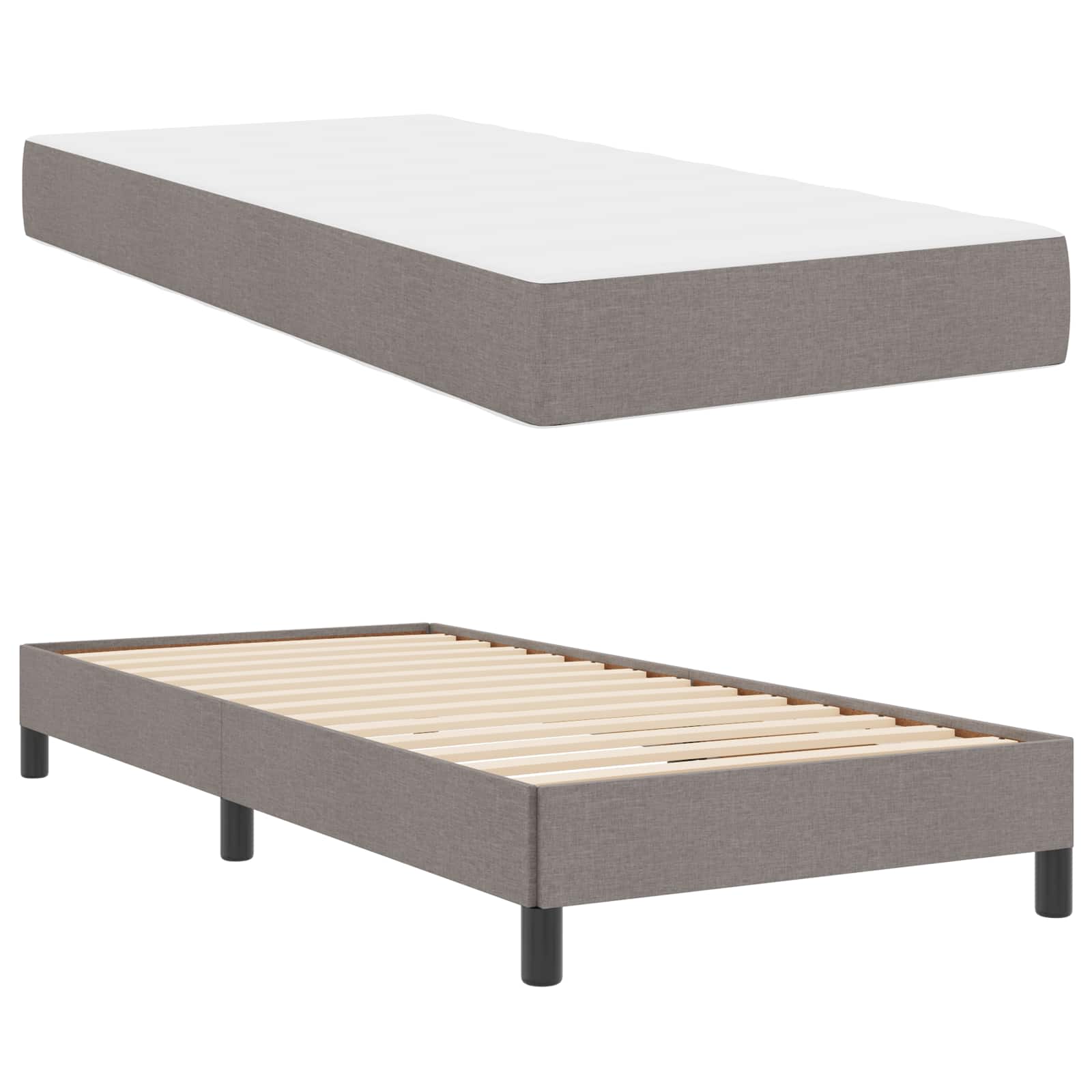 Boxspringbed met matras Taupe 90 x 190 cm Stof is nu te koop bij PeponiXL, paradijselijk wonen!