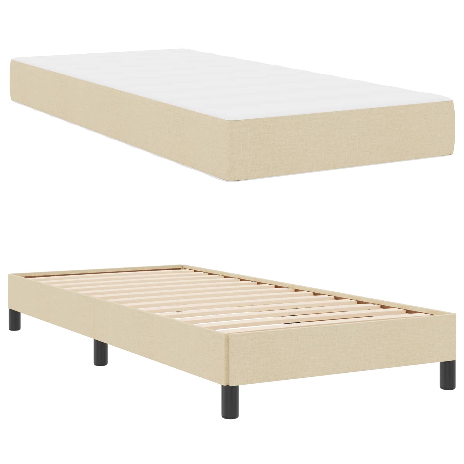 Boxspringbed met matras Crème 90 x 190 cm Stof is nu te koop bij PeponiXL, paradijselijk wonen!