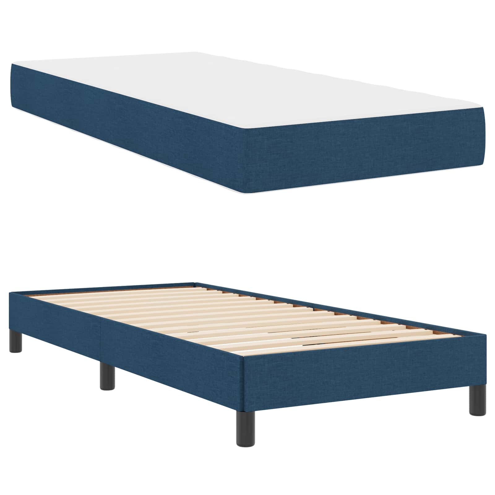 Boxspringbed met matras Blauw 100 x 200 cm Stof is nu te koop bij PeponiXL, paradijselijk wonen!