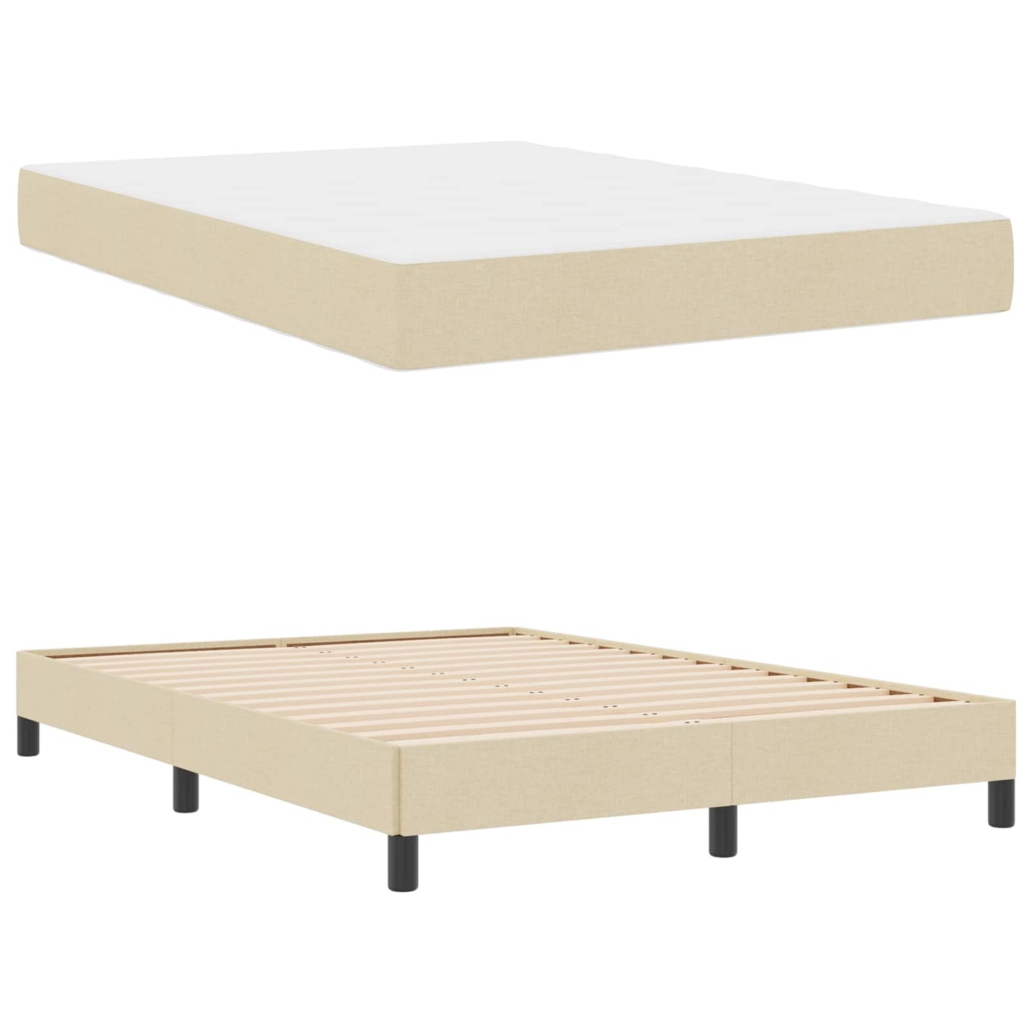 Boxspringbed met matras Crème 140 x 190 cm Stof is nu te koop bij PeponiXL, paradijselijk wonen!