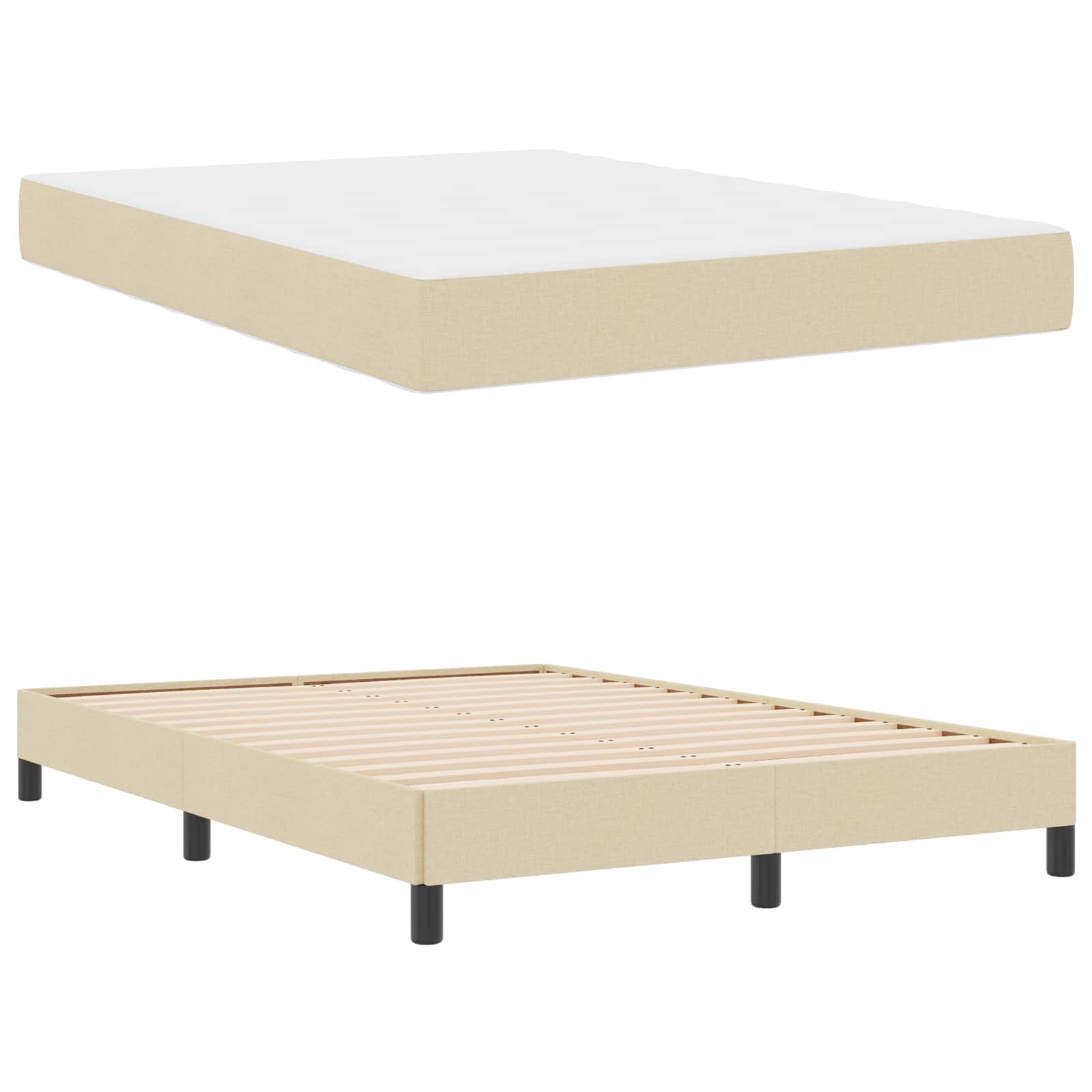 Boxspringbed met matras Crème 140 x 190 cm Stof is nu te koop bij PeponiXL, paradijselijk wonen!