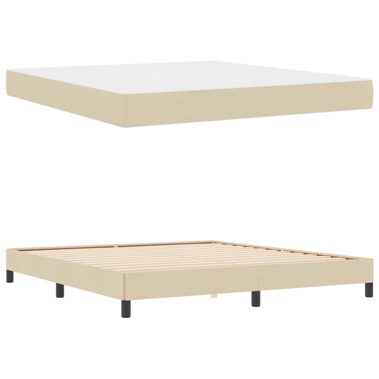 Boxspringbed met matras Crème 180 x 200 cm Stof is nu te koop bij PeponiXL, paradijselijk wonen!