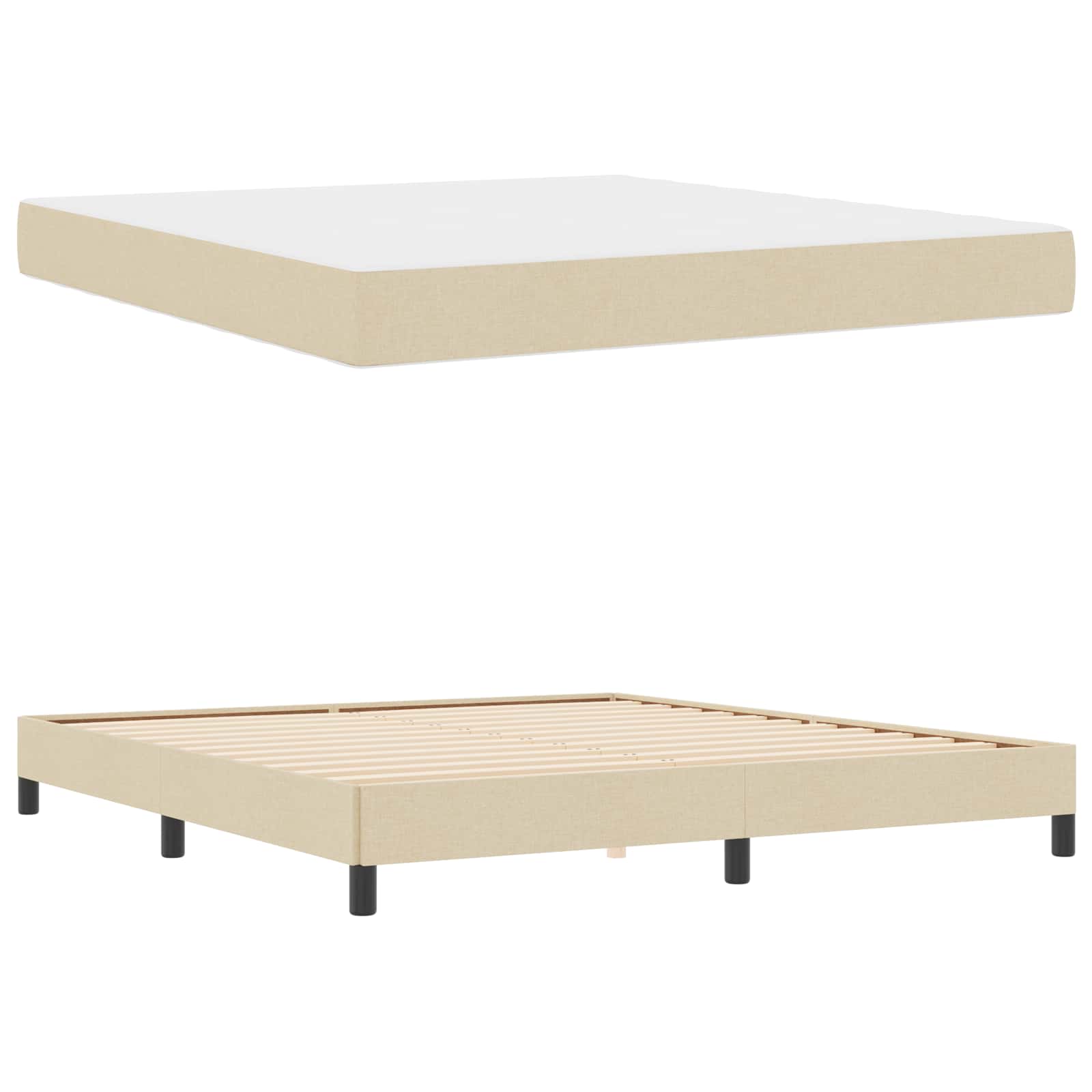 Boxspringbed met matras Crème 180 x 200 cm Stof is nu te koop bij PeponiXL, paradijselijk wonen!