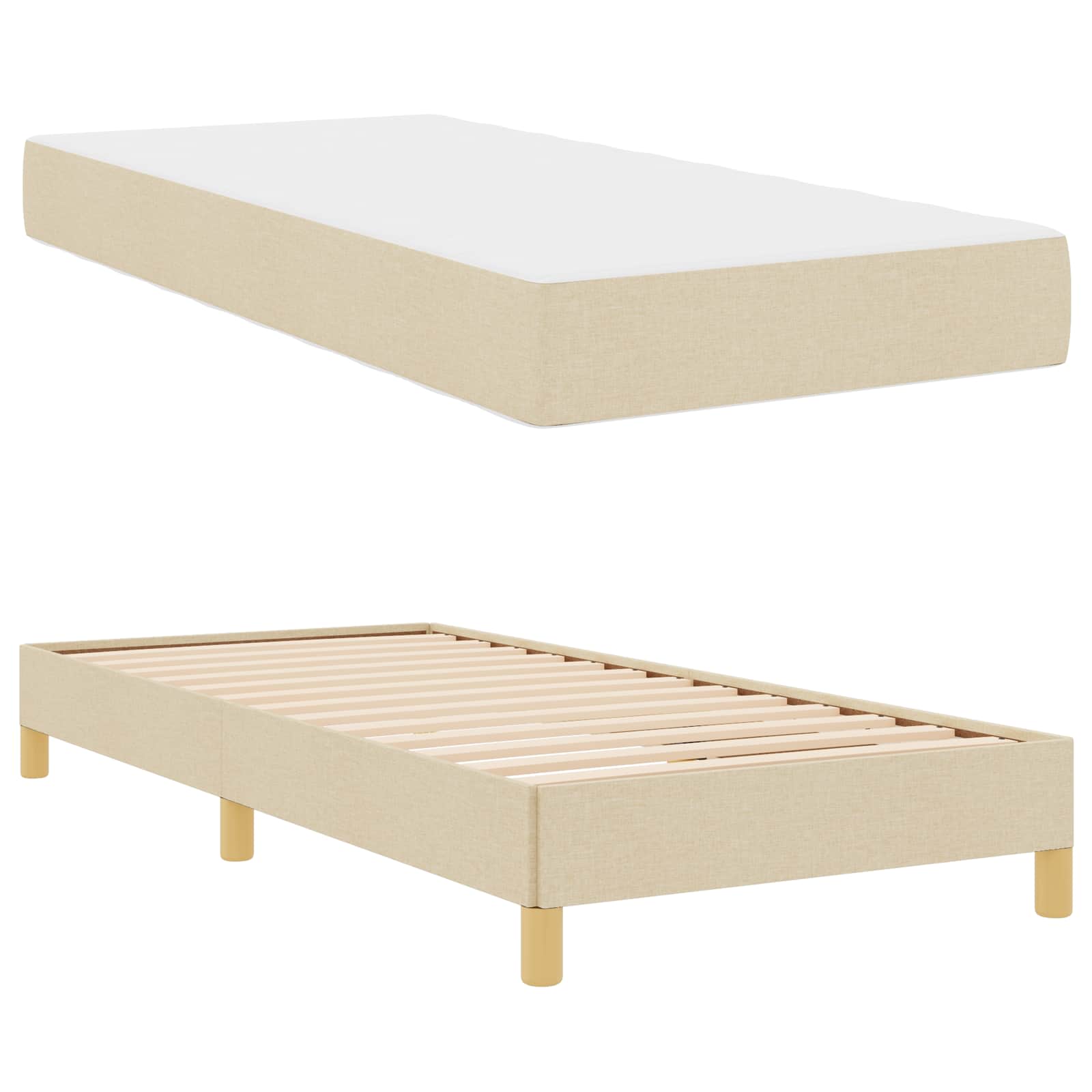 Boxspringbed met matras Crème 80 x 200 cm Stof is nu te koop bij PeponiXL, paradijselijk wonen!