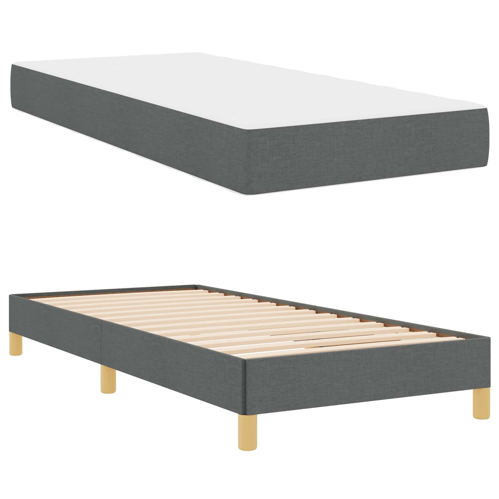 Boxspringbed met matras Donkergrijs 90 x 190 cm Stof is nu te koop bij PeponiXL, paradijselijk wonen!