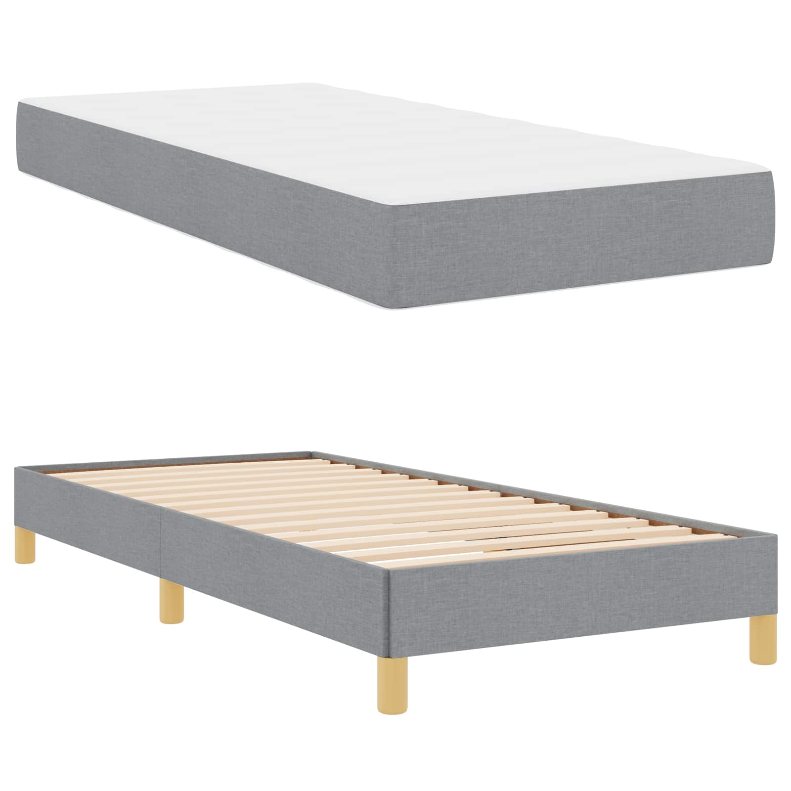 Boxspringbed met matras Lichtgrijs 90 x 200 cm Stof is nu te koop bij PeponiXL, paradijselijk wonen!