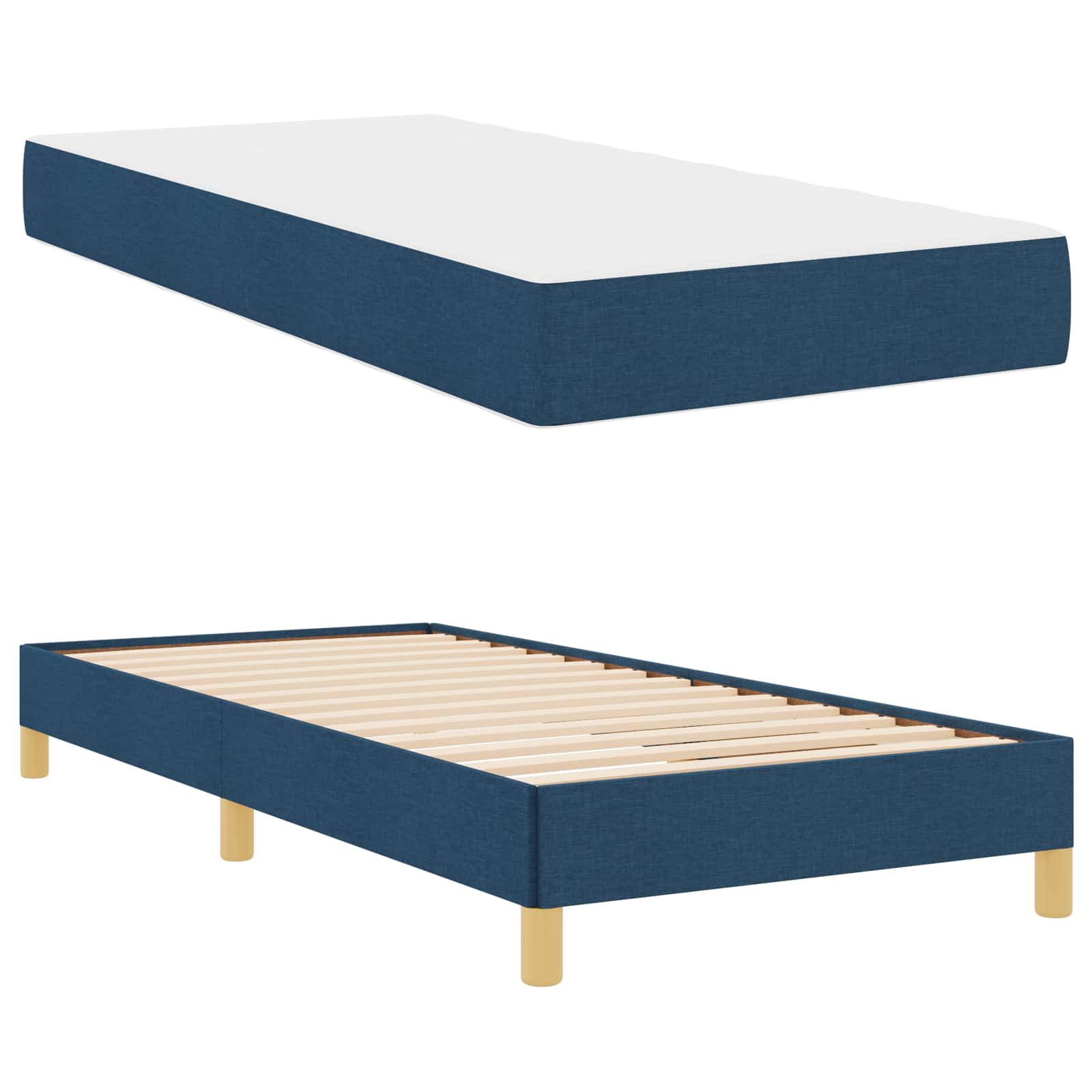 Boxspringbed met matras Blauw 90 x 200 cm Stof is nu te koop bij PeponiXL, paradijselijk wonen!