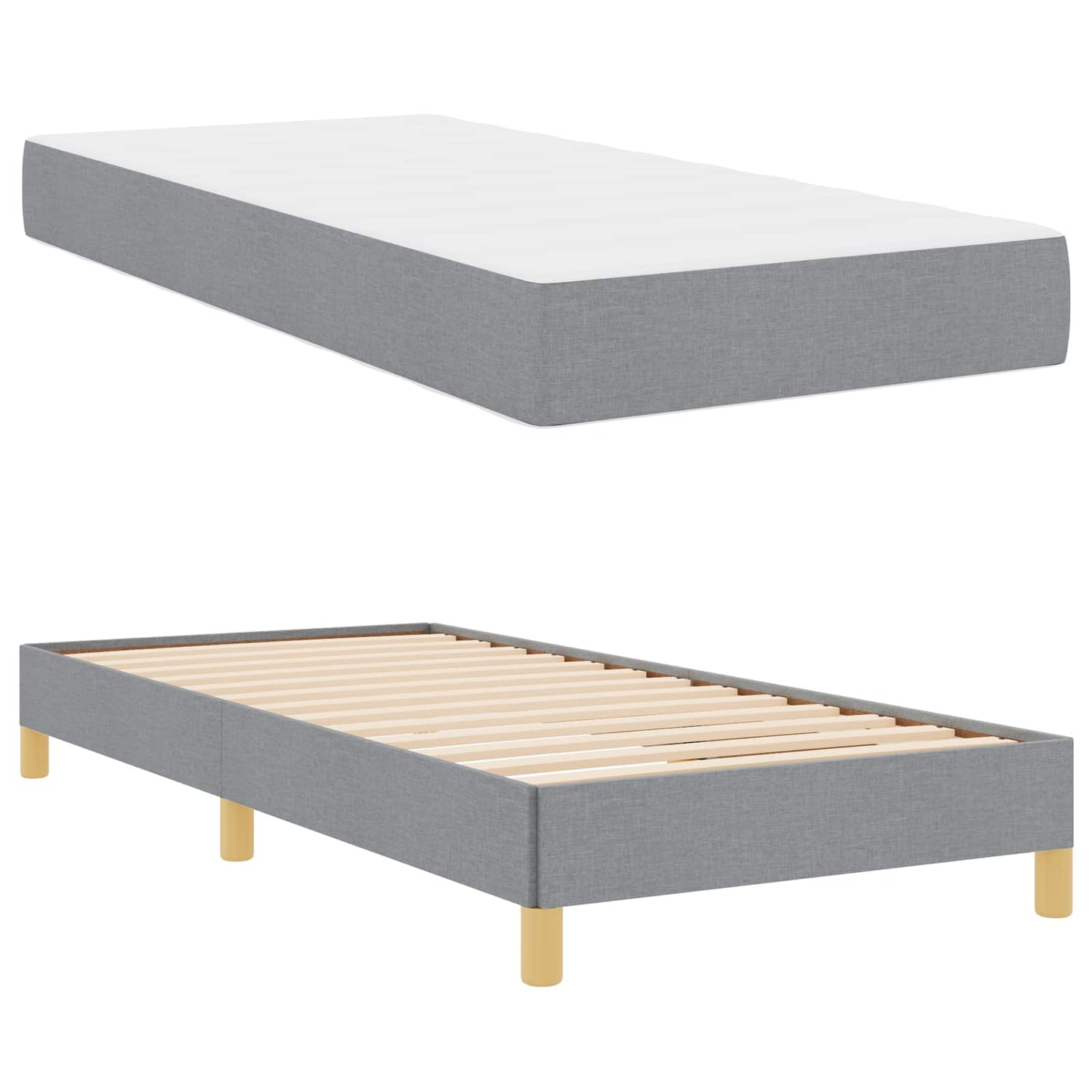 Boxspringbed met matras Lichtgrijs 100 x 200 cm Stof is nu te koop bij PeponiXL, paradijselijk wonen!