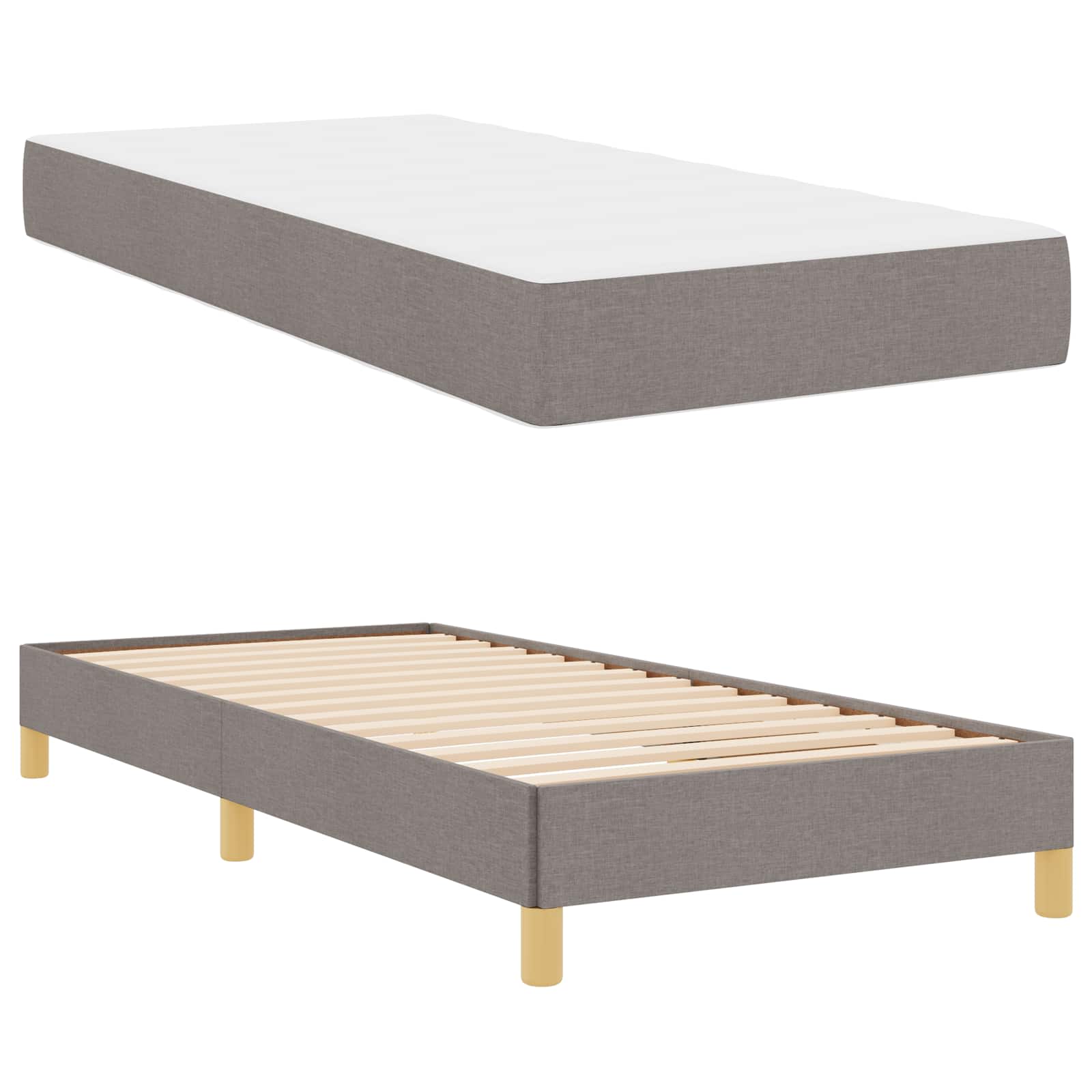 Boxspringbed met matras Taupe 100 x 200 cm Stof is nu te koop bij PeponiXL, paradijselijk wonen!