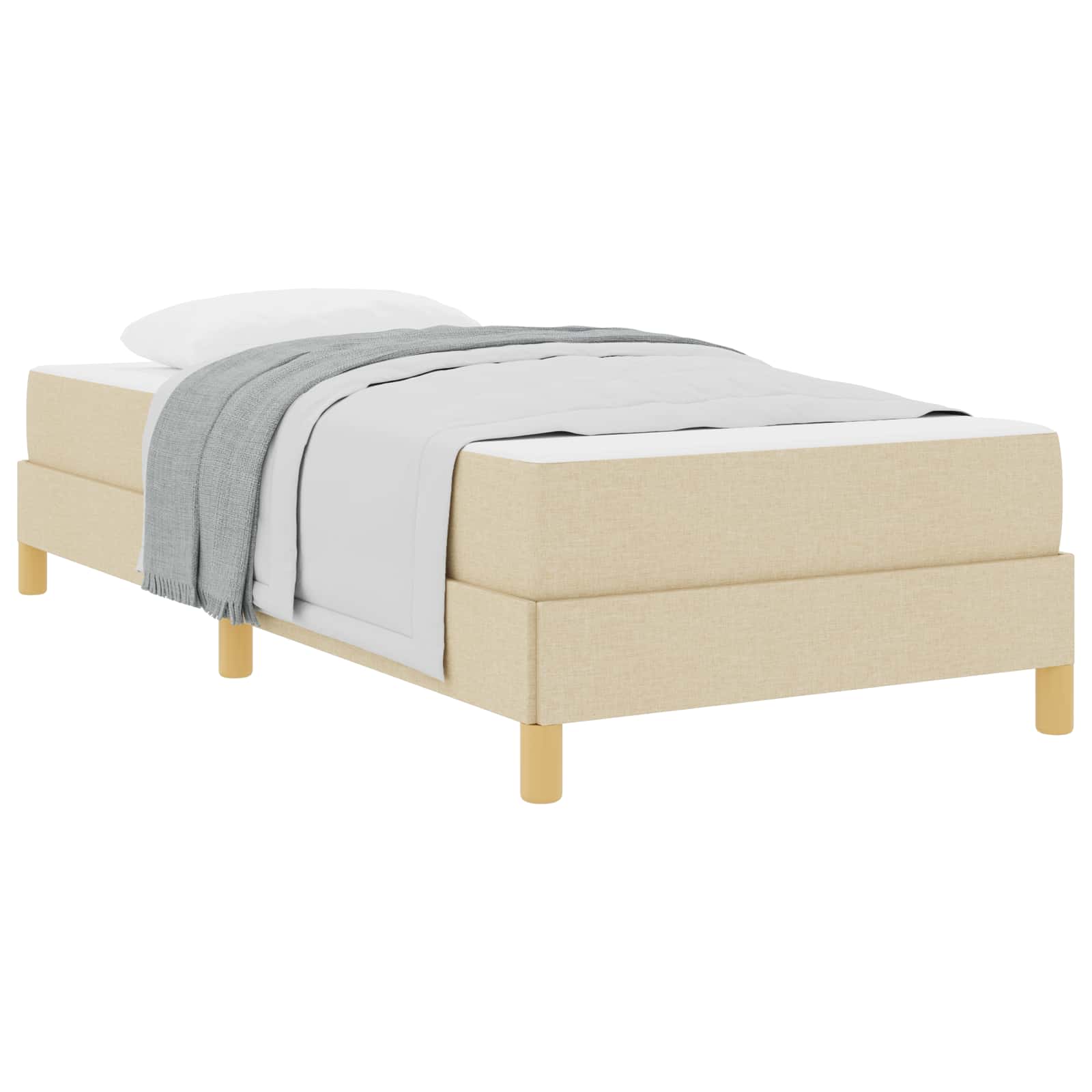 Boxspringbed met matras Crème 100 x 200 cm Stof is nu te koop bij PeponiXL, paradijselijk wonen!