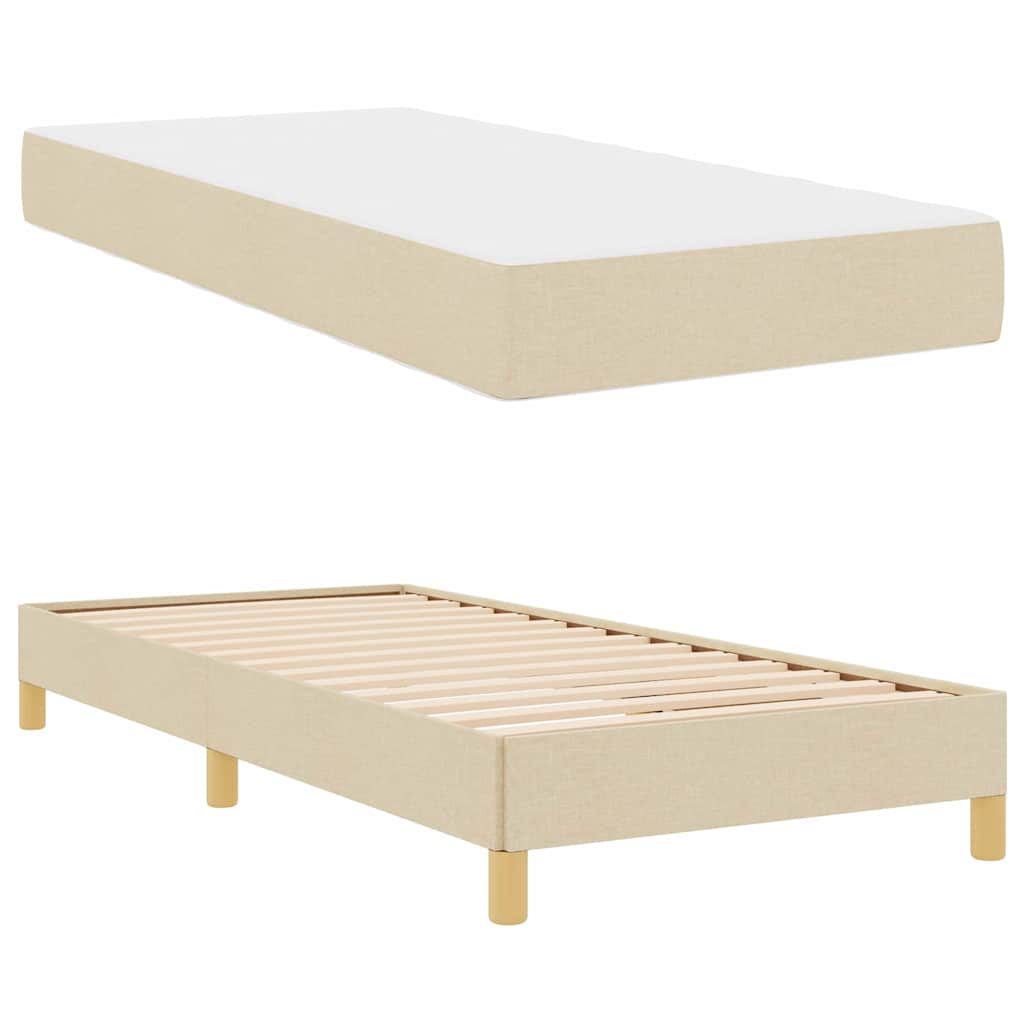 Boxspringbed met matras Crème 100 x 200 cm Stof is nu te koop bij PeponiXL, paradijselijk wonen!