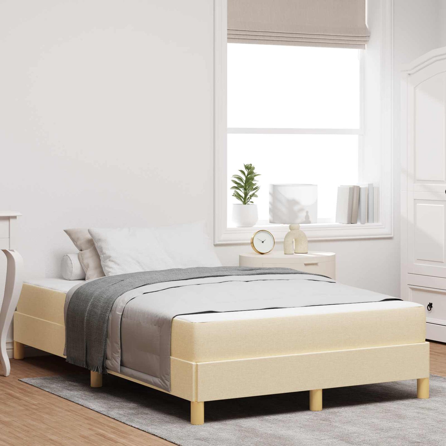 Boxspringbed met matras Crème 120 x 190 cm Stof is nu te koop bij PeponiXL, paradijselijk wonen!