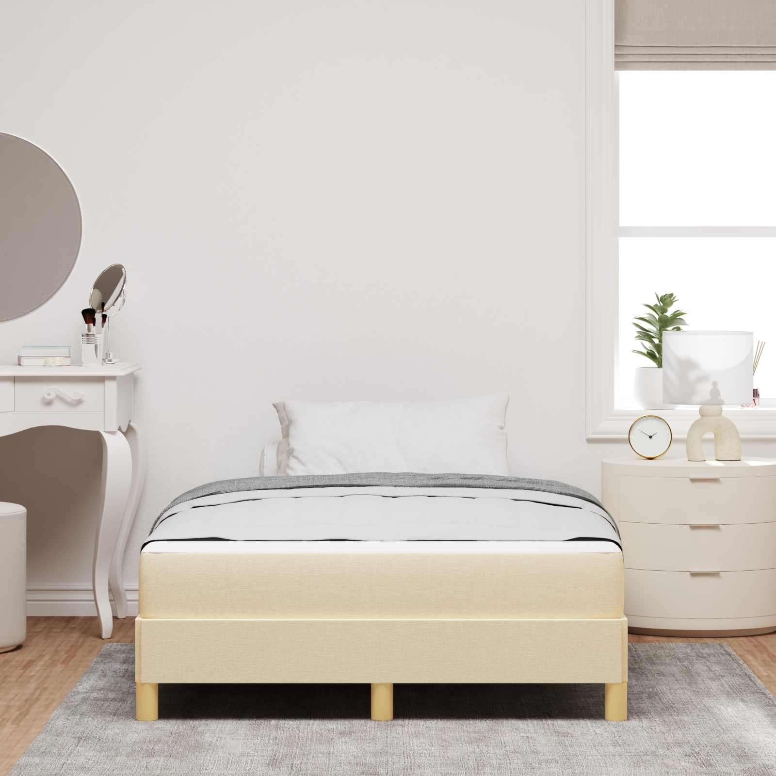 Boxspringbed met matras Crème 120 x 190 cm Stof is nu te koop bij PeponiXL, paradijselijk wonen!