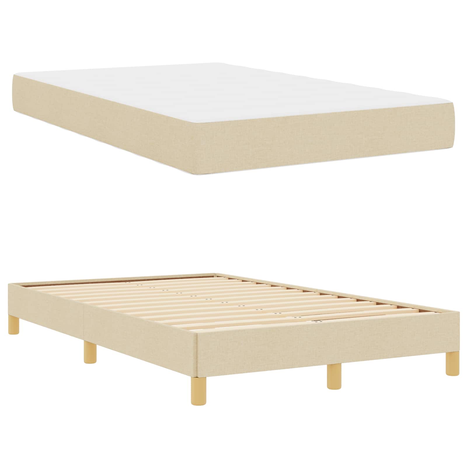 Boxspringbed met matras Crème 120 x 190 cm Stof is nu te koop bij PeponiXL, paradijselijk wonen!