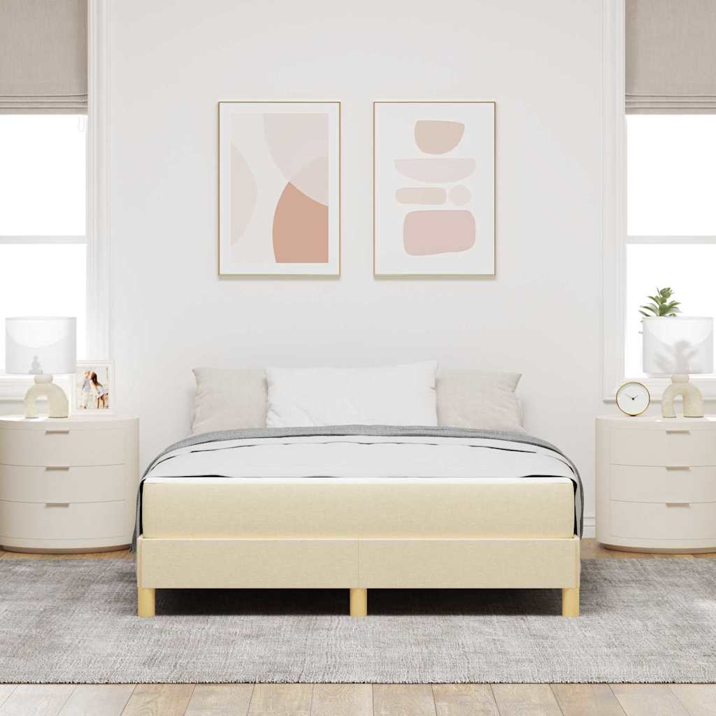 Boxspringbed met matras Crème 140 x 190 cm Stof is nu te koop bij PeponiXL, paradijselijk wonen!