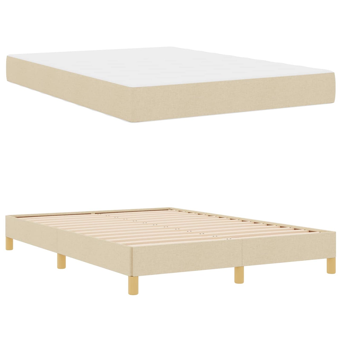 Boxspringbed met matras Crème 140 x 190 cm Stof is nu te koop bij PeponiXL, paradijselijk wonen!