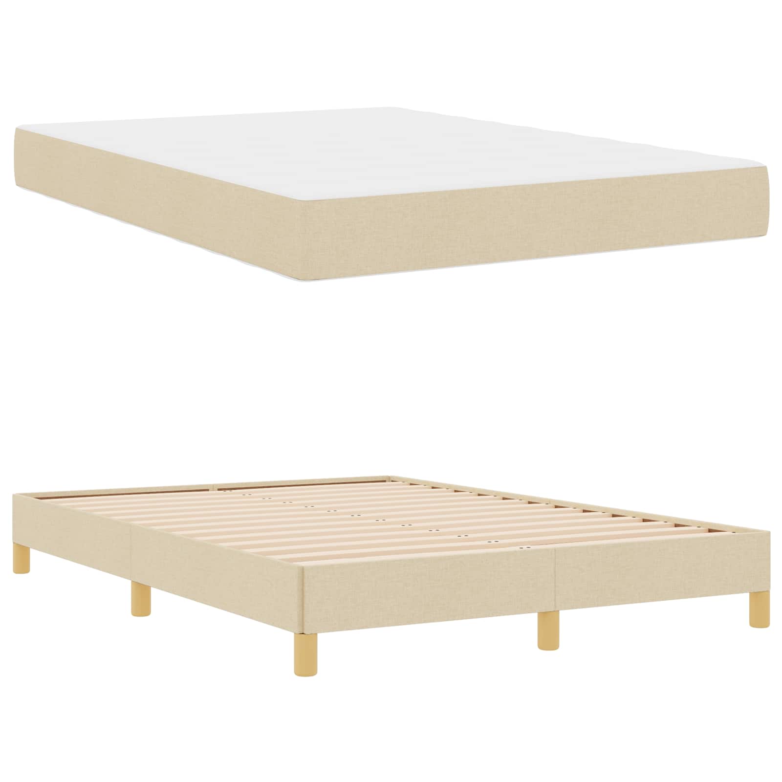 Boxspringbed met matras Crème 140 x 190 cm Stof is nu te koop bij PeponiXL, paradijselijk wonen!