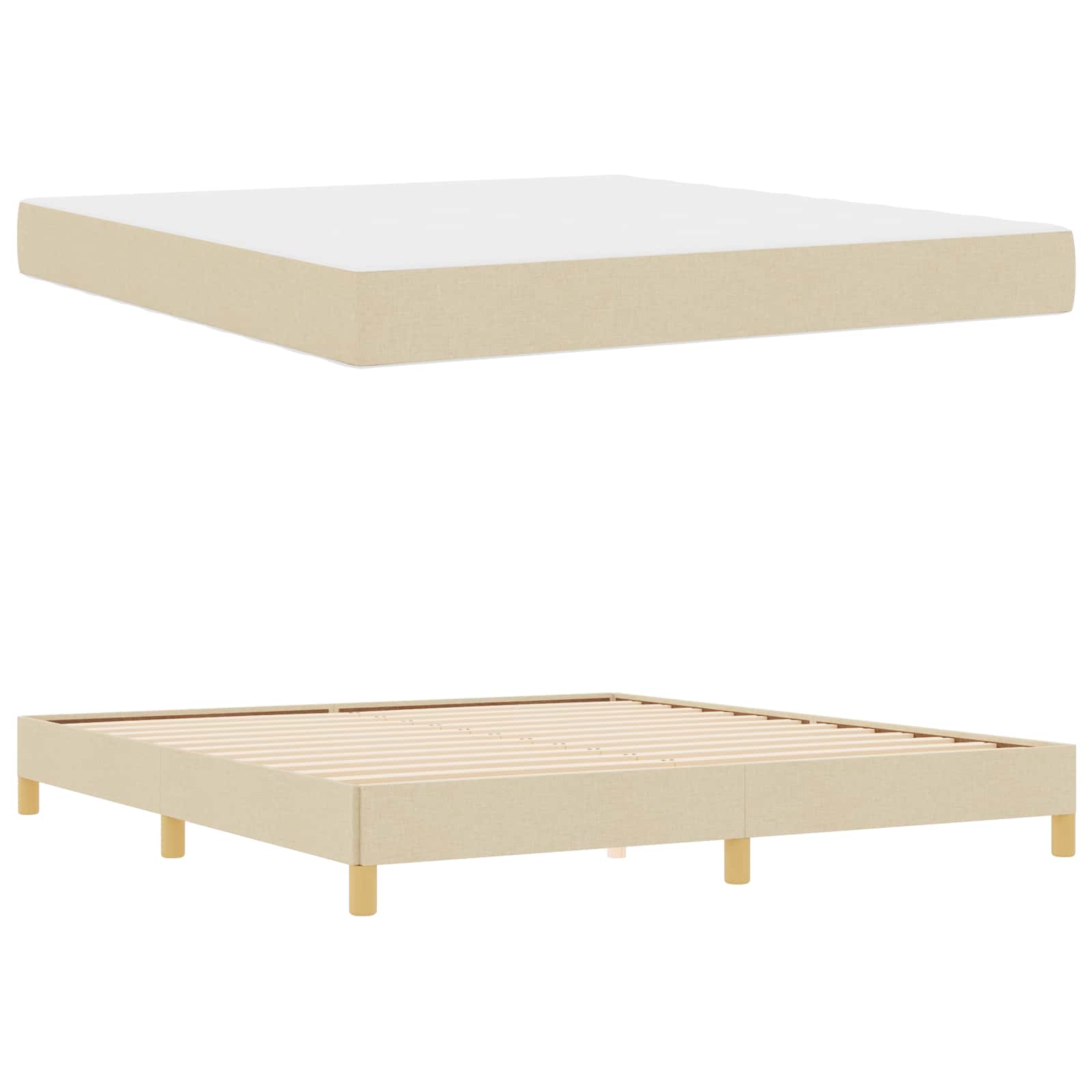Boxspringbed met matras Crème 180 x 200 cm Stof is nu te koop bij PeponiXL, paradijselijk wonen!