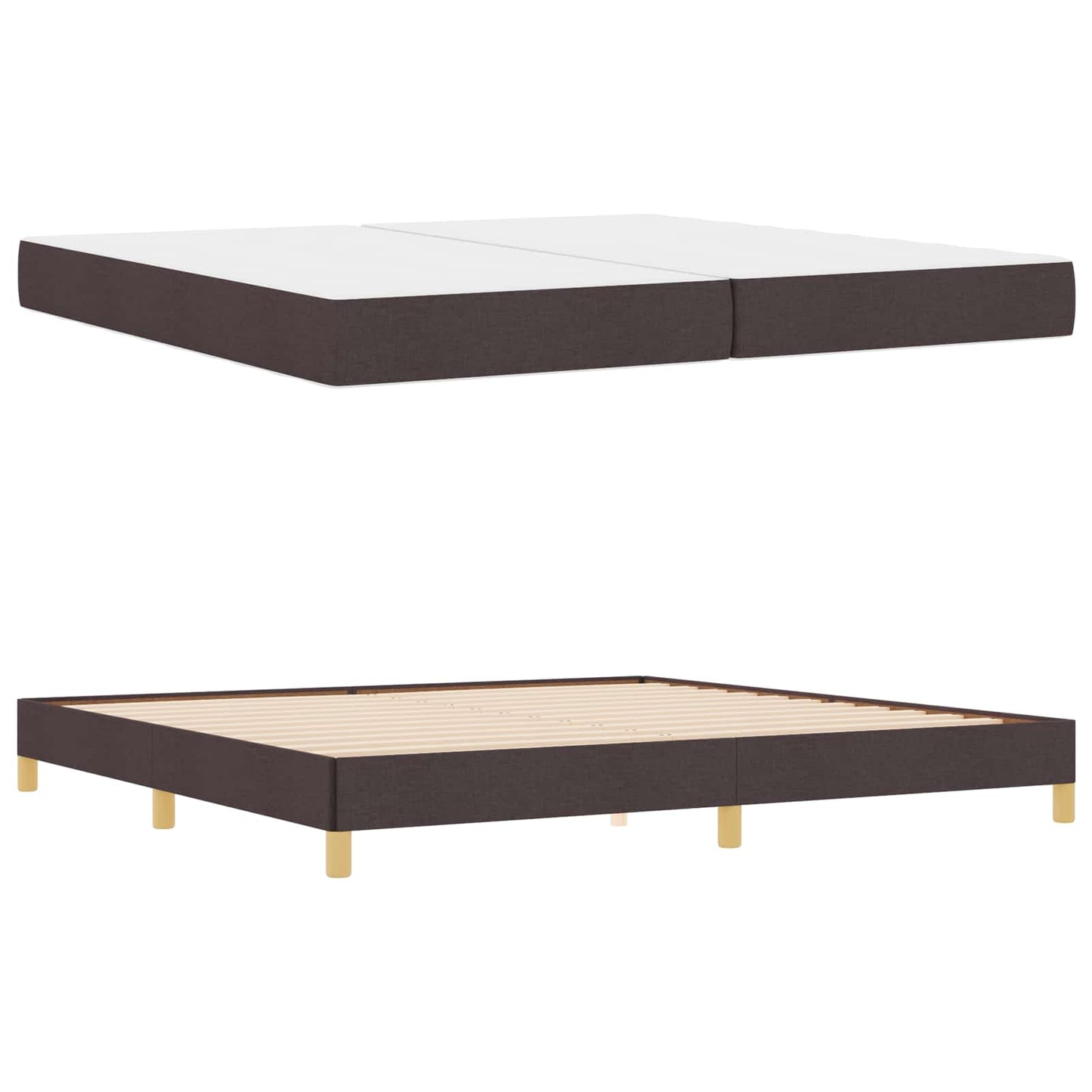 Boxspringbed met matras Donkerbruin 200 x 200 cm Stof is nu te koop bij PeponiXL, paradijselijk wonen!