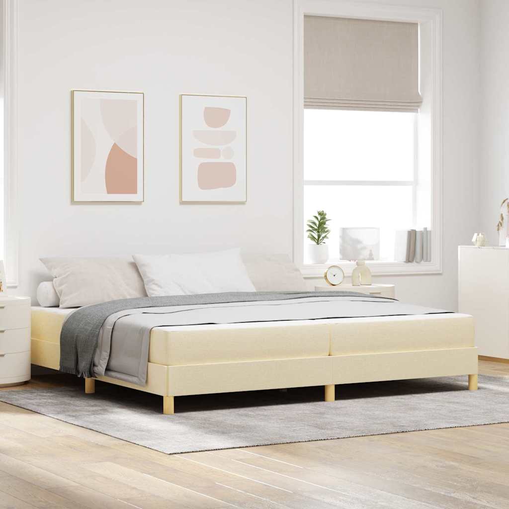 Boxspringbed met matras Crème 200 x 200 cm Stof is nu te koop bij PeponiXL, paradijselijk wonen!