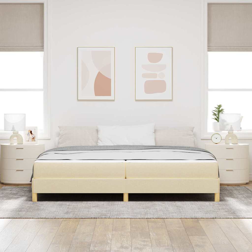 Boxspringbed met matras Crème 200 x 200 cm Stof is nu te koop bij PeponiXL, paradijselijk wonen!