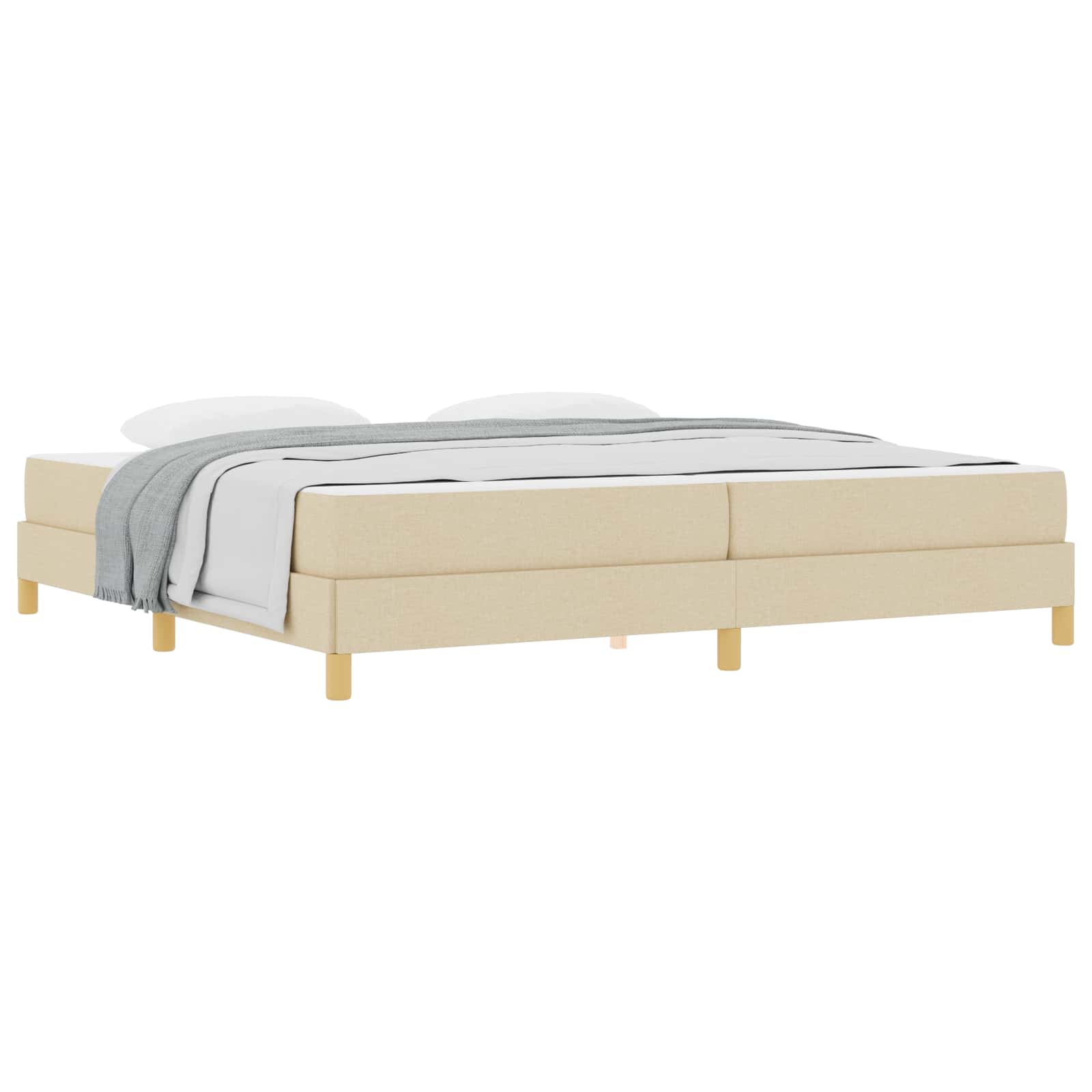 Boxspringbed met matras Crème 200 x 200 cm Stof is nu te koop bij PeponiXL, paradijselijk wonen!