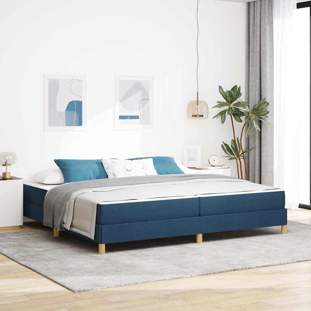 Boxspringbed met matras Blauw 200 x 200 cm Stof is nu te koop bij PeponiXL, paradijselijk wonen!