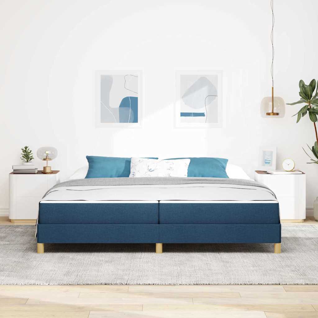 Boxspringbed met matras Blauw 200 x 200 cm Stof is nu te koop bij PeponiXL, paradijselijk wonen!