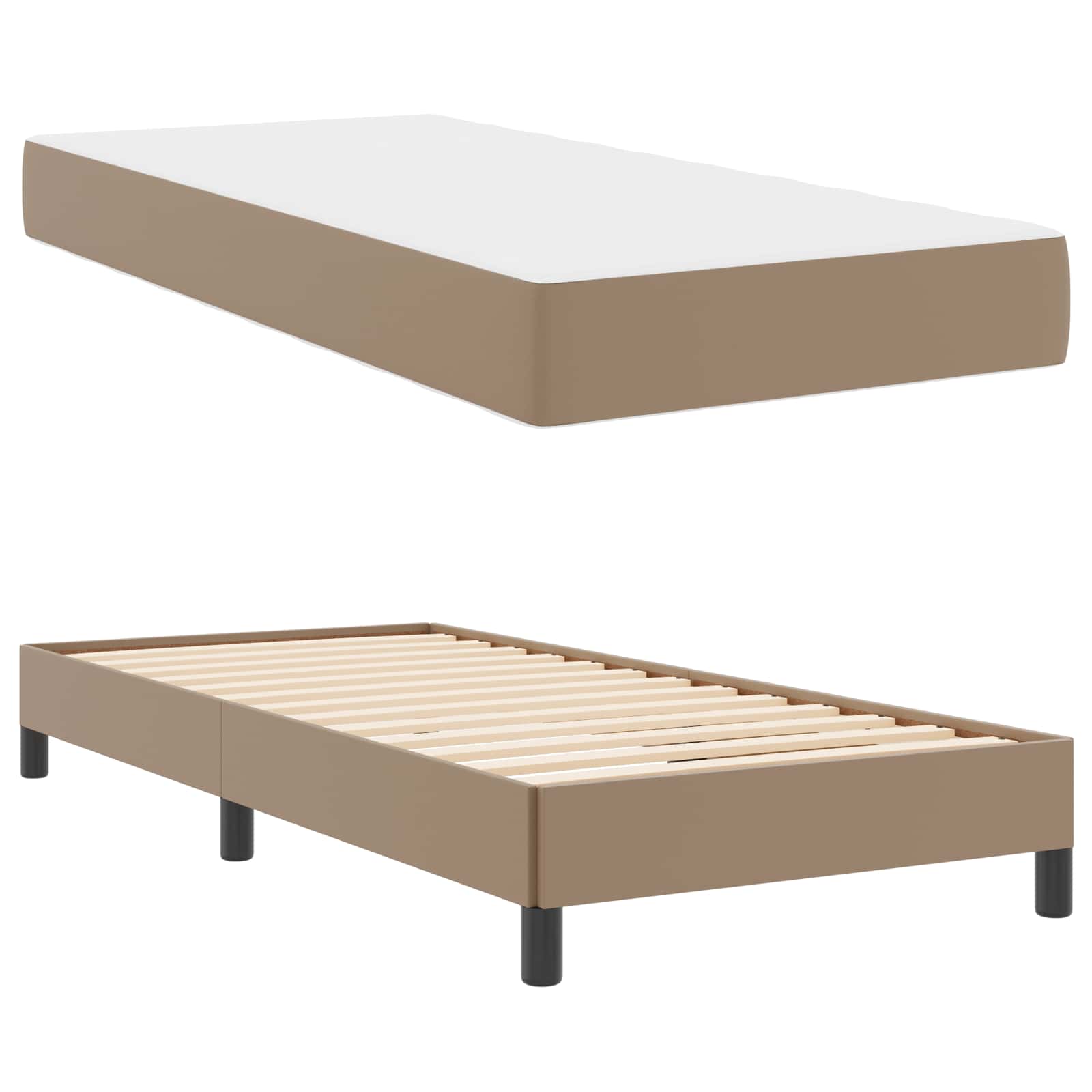 Bedframe met matras Cappuccino 80 x 200 cm Stof is nu te koop bij PeponiXL, paradijselijk wonen!