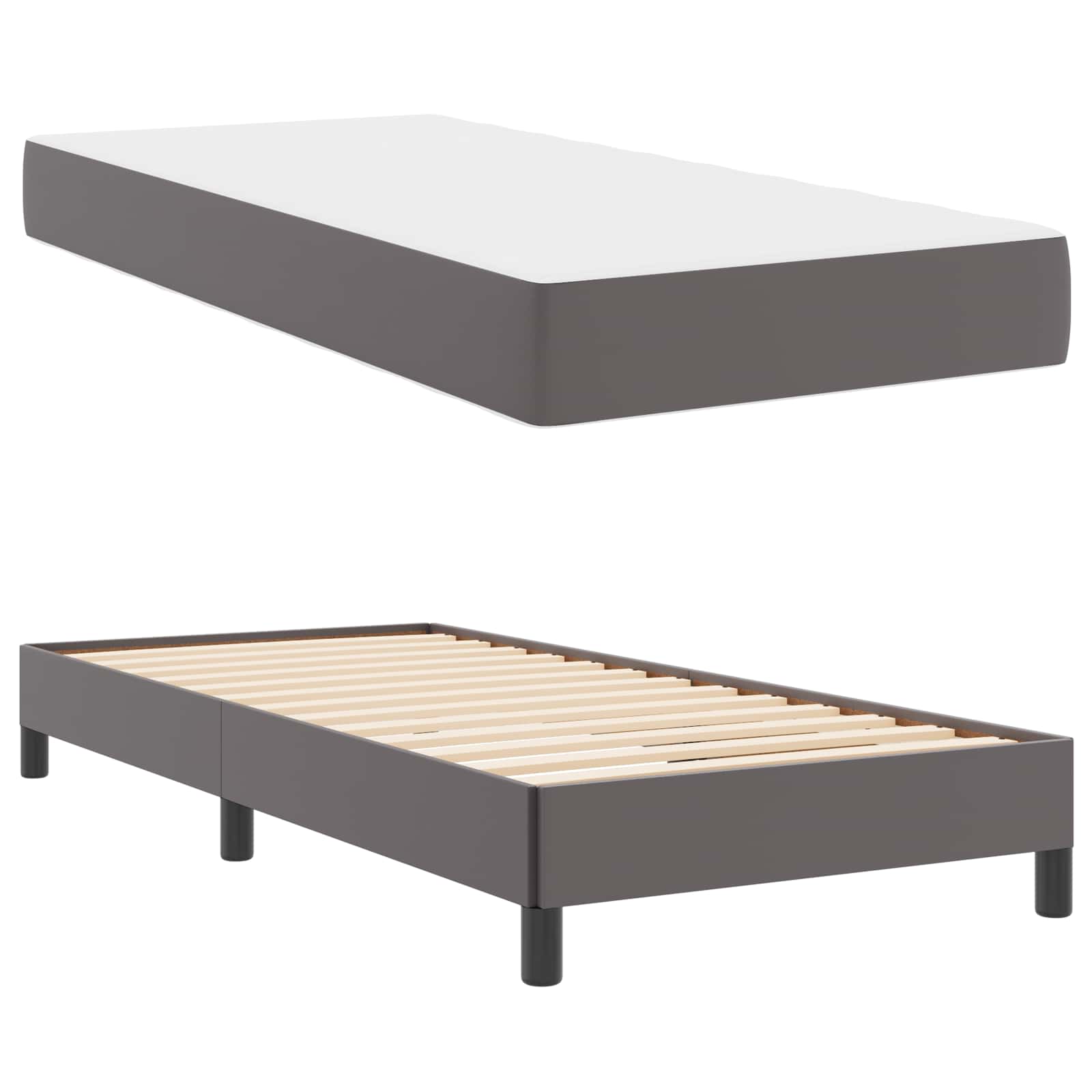 Bedframe met matras Grijs 90 x 200 cm Stof is nu te koop bij PeponiXL, paradijselijk wonen!