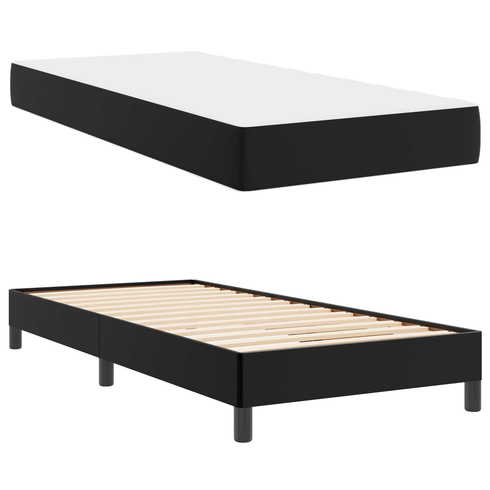 Bedframe met matras Zwart 100 x 200 cm Stof is nu te koop bij PeponiXL, paradijselijk wonen!