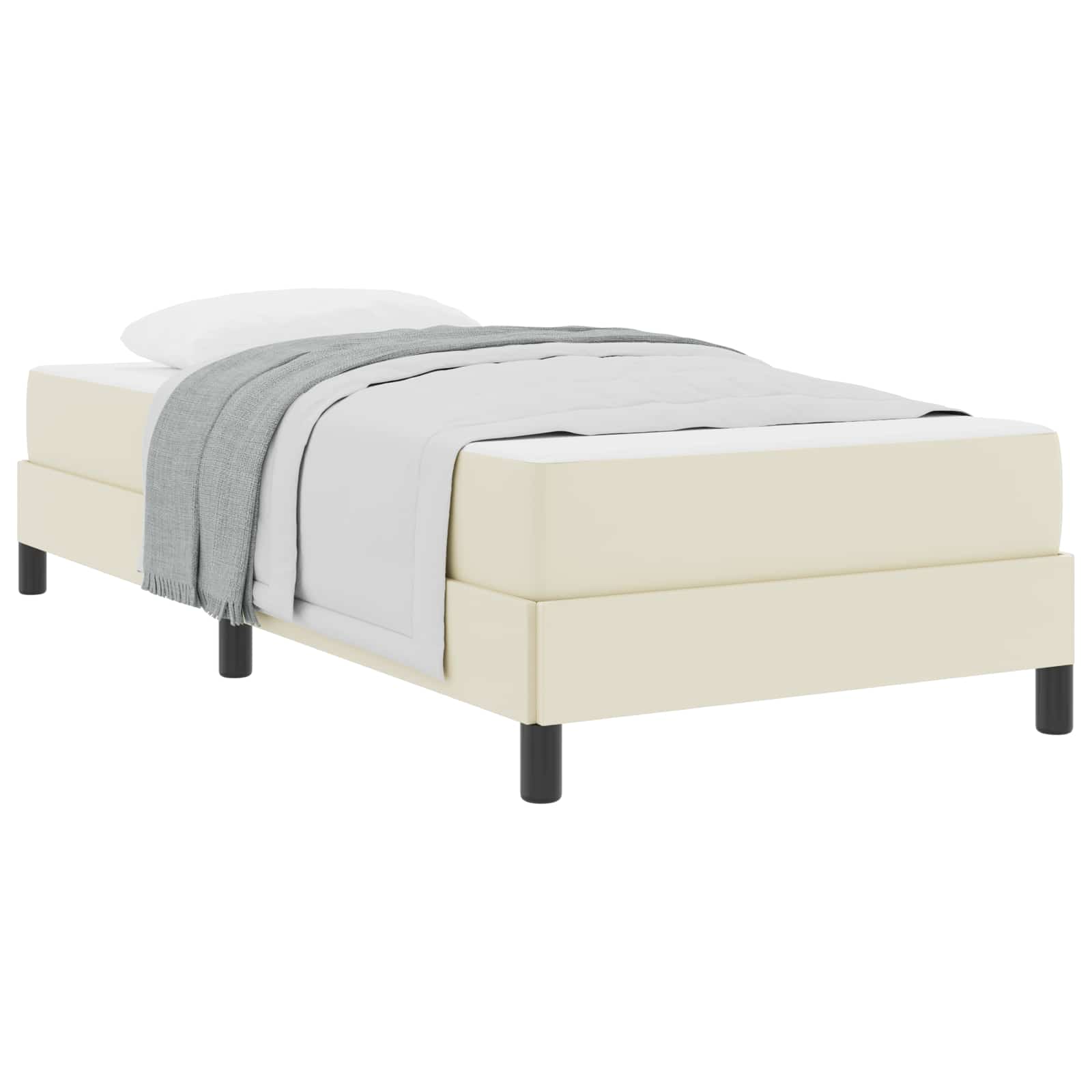Bedframe met matras Crème 100 x 200 cm Stof is nu te koop bij PeponiXL, paradijselijk wonen!