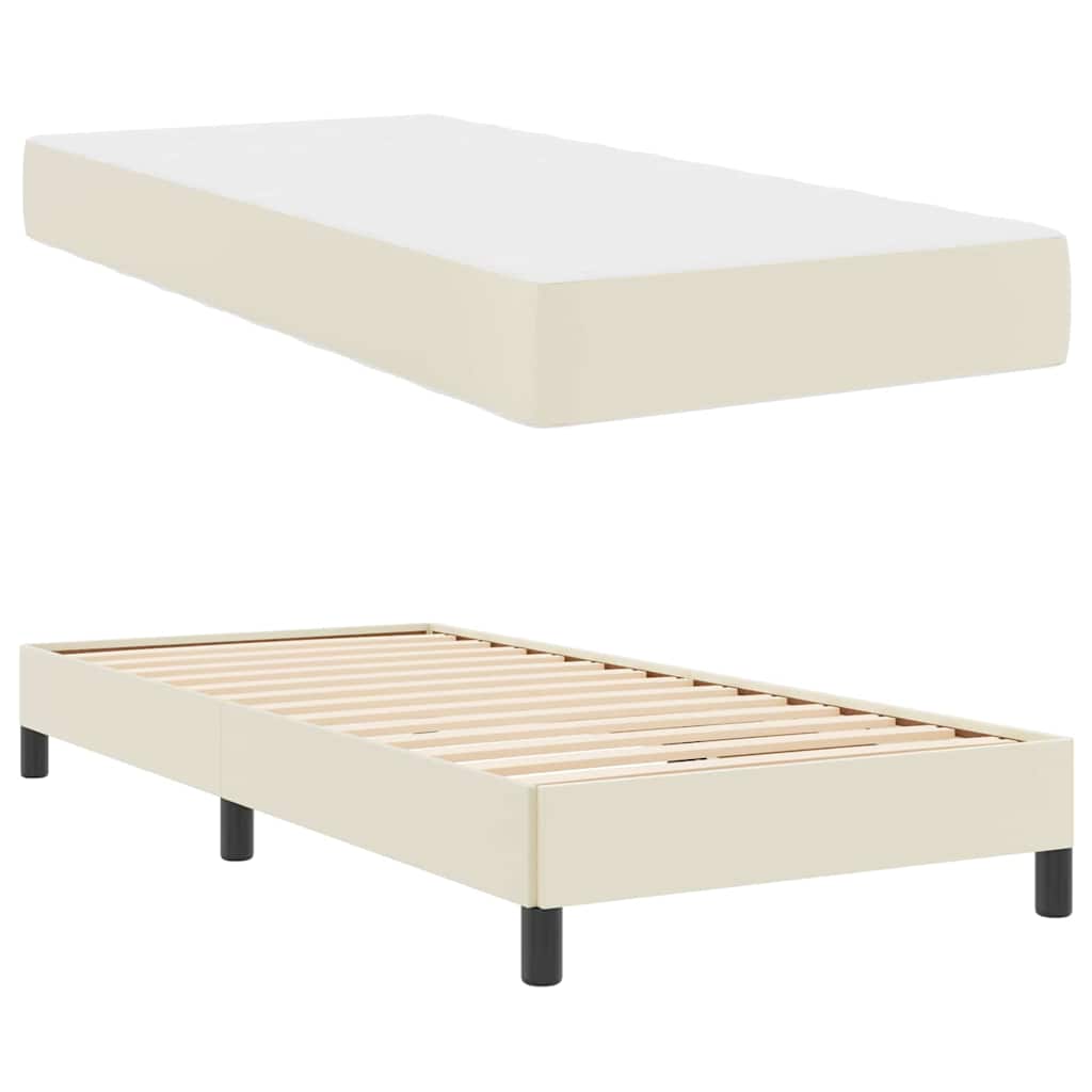 Bedframe met matras Crème 100 x 200 cm Stof is nu te koop bij PeponiXL, paradijselijk wonen!
