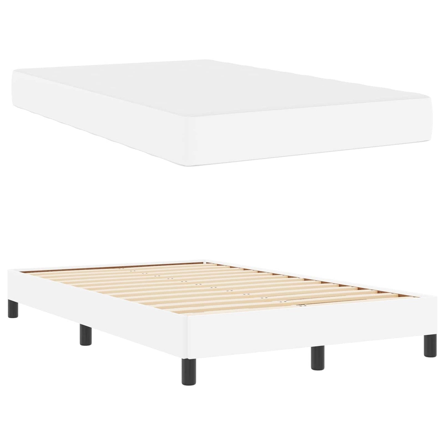 Bedframe met matras Puur Wit 120 x 200 cm Stof is nu te koop bij PeponiXL, paradijselijk wonen!