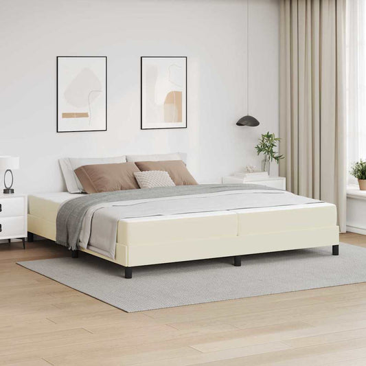 Bedframe met matras Crème 200 x 200 cm Stof is nu te koop bij PeponiXL, paradijselijk wonen!
