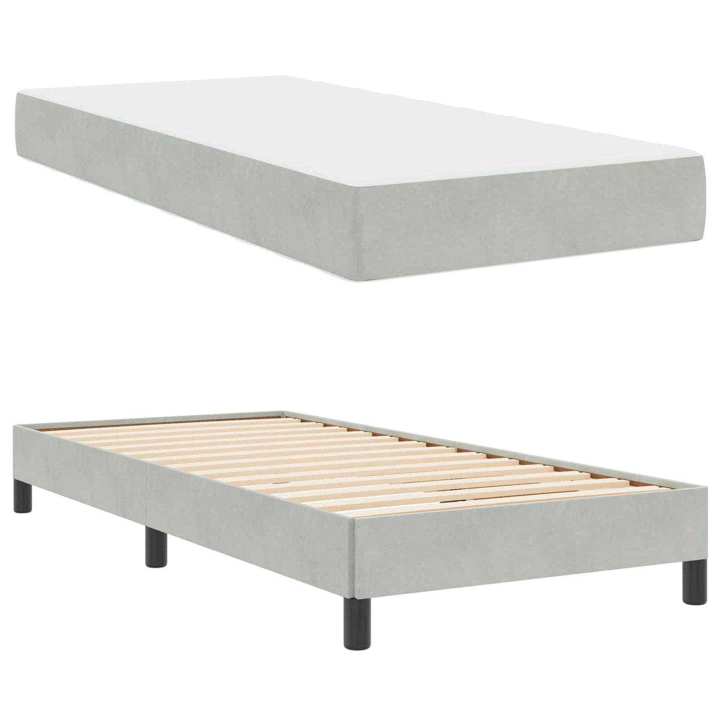 Boxspringbed met matras Lichtgrijs 80 x 200 cm Stof is nu te koop bij PeponiXL, paradijselijk wonen!