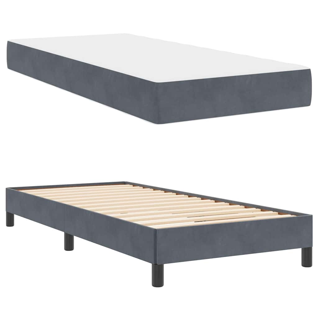 Boxspringbed met matras Donkergrijs 80 x 200 cm Stof is nu te koop bij PeponiXL, paradijselijk wonen!