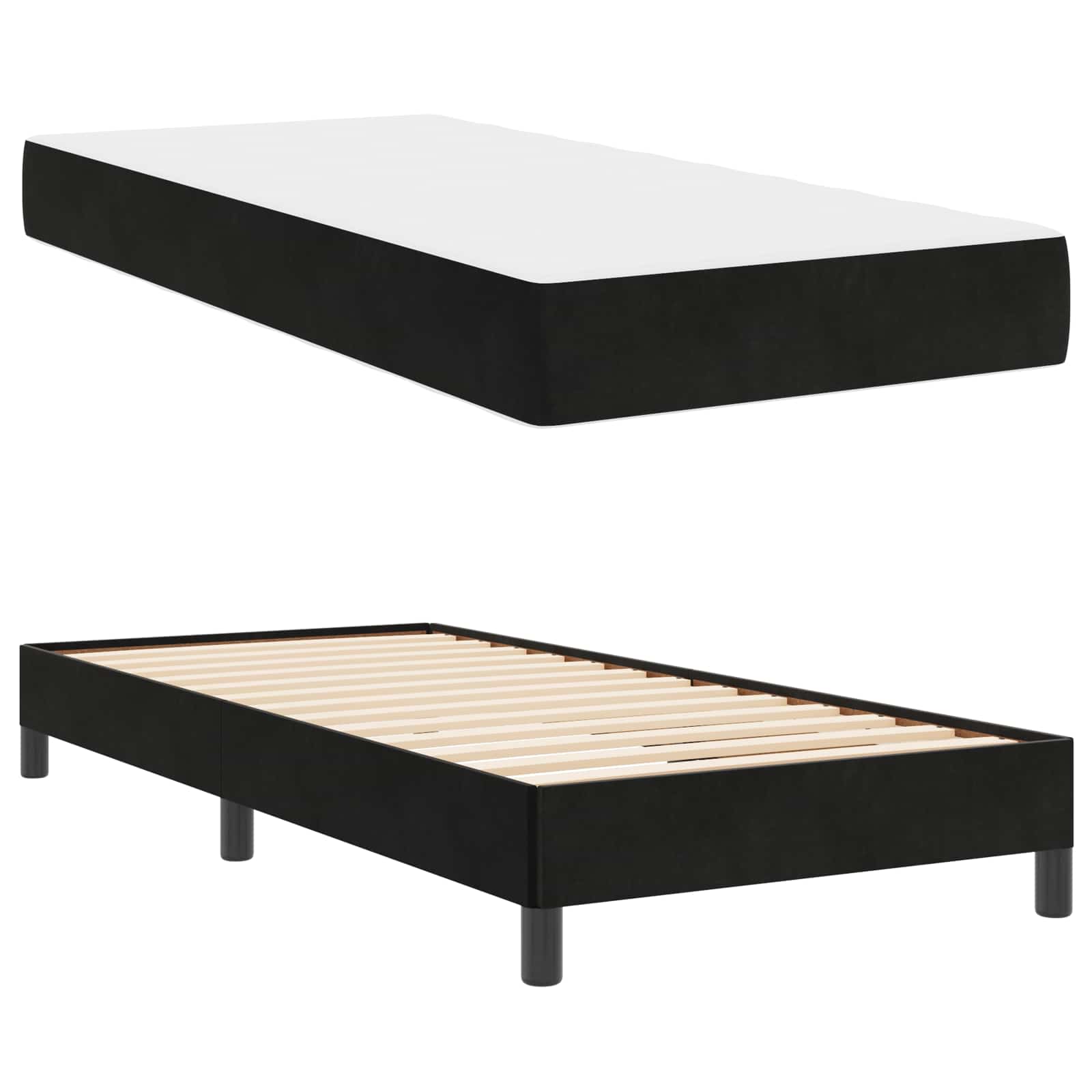 Boxspringbed met matras Zwart 90 x 190 cm Stof is nu te koop bij PeponiXL, paradijselijk wonen!