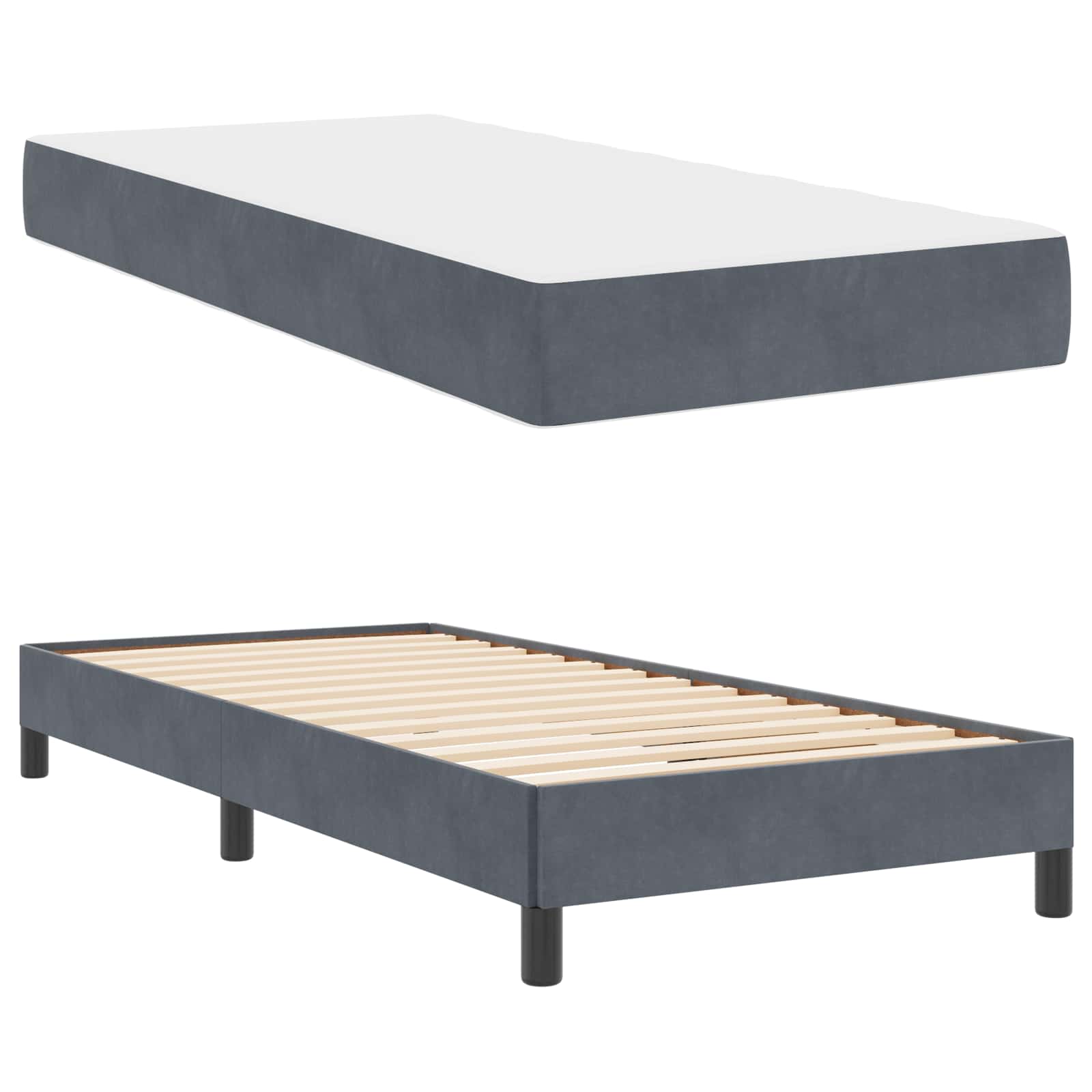 Boxspringbed met matras Donkergrijs 90 x 200 cm Stof is nu te koop bij PeponiXL, paradijselijk wonen!