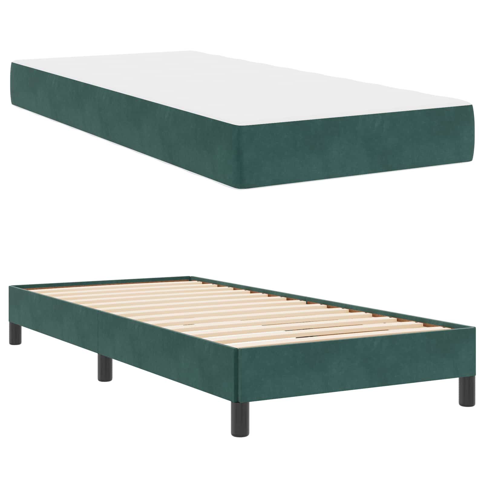 Boxspringbed met matras Donkergroen 90 x 200 cm Stof is nu te koop bij PeponiXL, paradijselijk wonen!