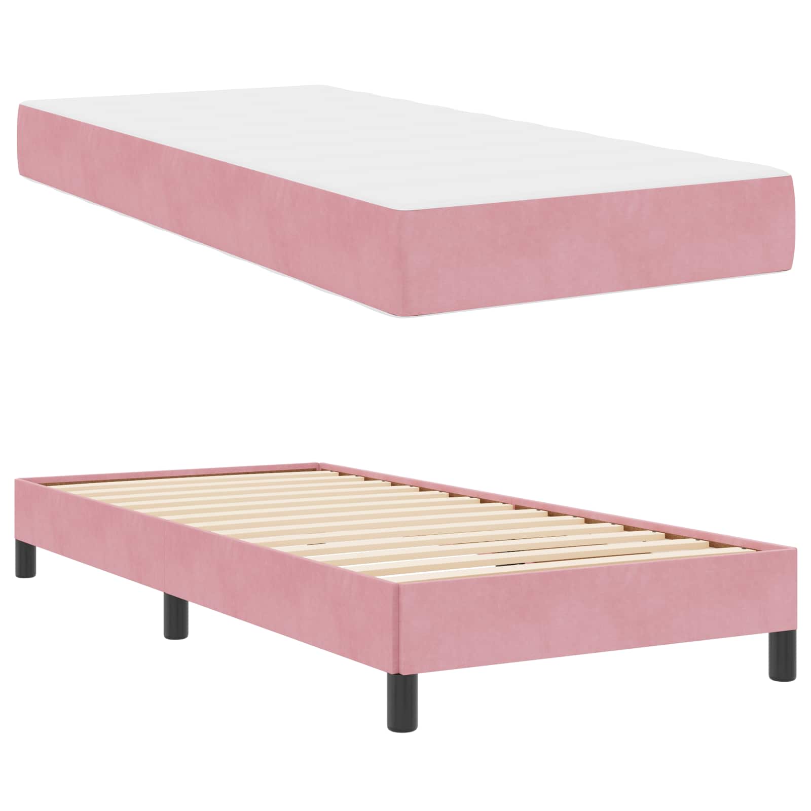 Boxspringbed met matras Roze 90 x 200 cm Stof is nu te koop bij PeponiXL, paradijselijk wonen!