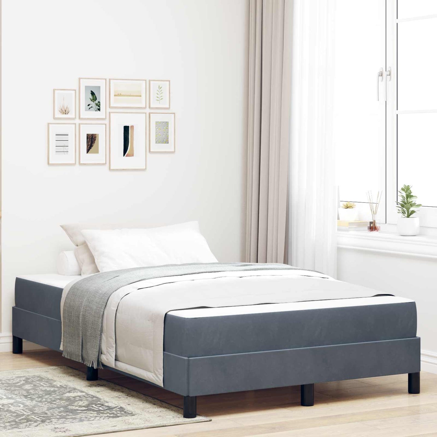 Boxspringbed met matras Donkergrijs 120 x 190 cm Stof is nu te koop bij PeponiXL, paradijselijk wonen!