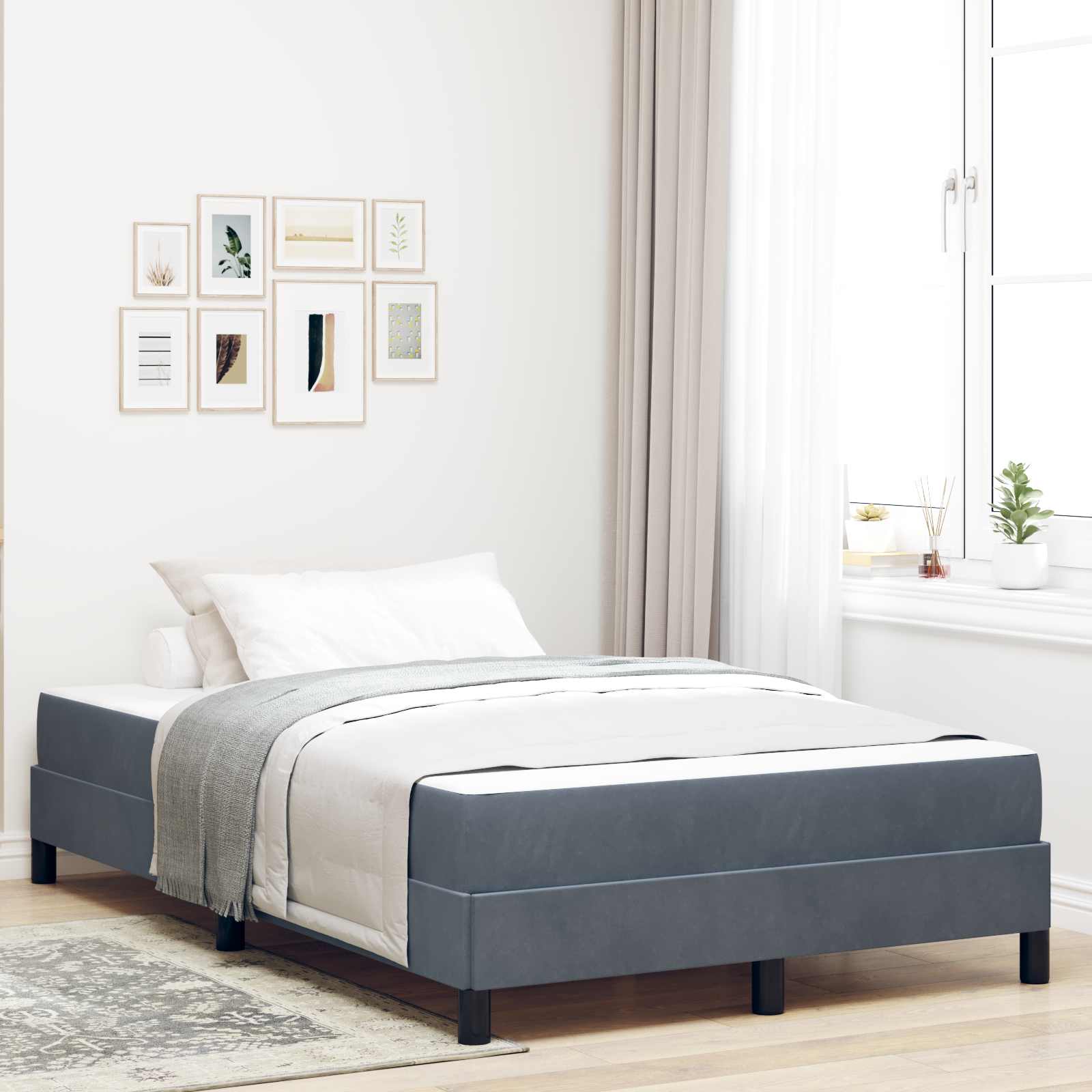Boxspringbed met matras Donkergrijs 120 x 190 cm Stof is nu te koop bij PeponiXL, paradijselijk wonen!