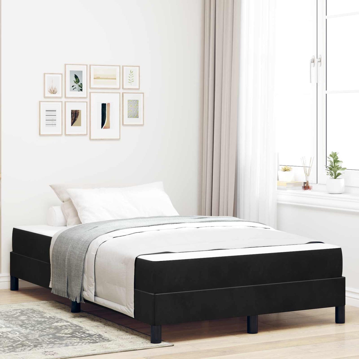 Boxspringbed met matras Zwart 120 x 190 cm Stof is nu te koop bij PeponiXL, paradijselijk wonen!